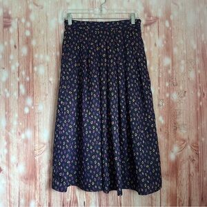 Vintage Breckenridge Petites Purple Patterned Pleated Midi Skirt